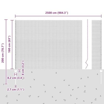 VidaXL Hek met paal grijs 1,6 x 25 m staal en pvc