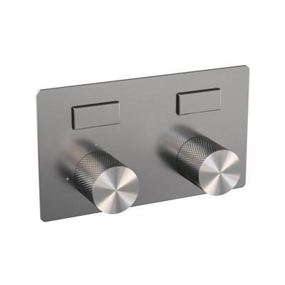 Brauer Brushed Carving - 2 weg - Inbouwthermostaat - Drukknoppen - In/afbouwdelen - RVS Geborsteld PVD