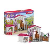 Doos met Hannoveraanse merrie en Australische herder, paardenbeeldje en accessoires, SCHLEICH 72218 Horse Club, 5 jaar - thumbnail