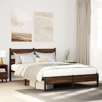 Bedframe zonder matras metaal bruin eikenkleurig 140x200 cm - thumbnail