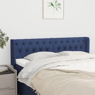 Hoofdbord met randen 163x16x78/88 cm stof blauw