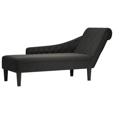 Chaise longue met kussen en rechterarmleuning stof zwart Chaise longue met kussen en rechterarmleuning stof zwart