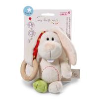 Nici bijtring Rabbit Tilli 18 x 12 x 5,5 cm hout/pluche wit - thumbnail