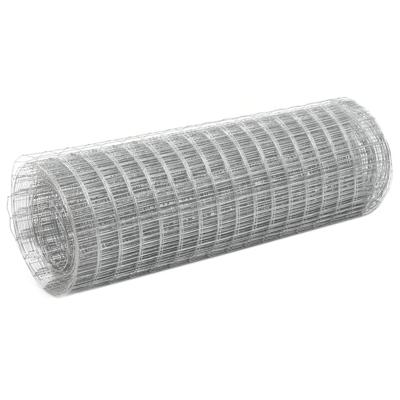 VidaXL Kippengaas 25x0,5 m gegalvaniseerd staal zilverkleurig