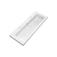 Brauer Solar Medium Wastafel - 120 cm - met 1 Spoelbak en 2 Kraangaten - Mineraalmarmer Mat Wit - thumbnail