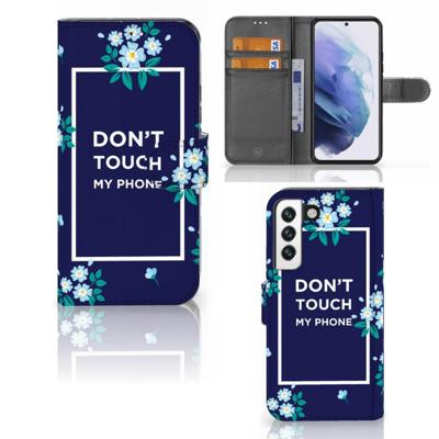 Samsung Galaxy S22 Portemonnee Hoesje Flowers Blue DTMP Samsung Galaxy S22 Portemonnee Hoesje Flowers Blue DTMP