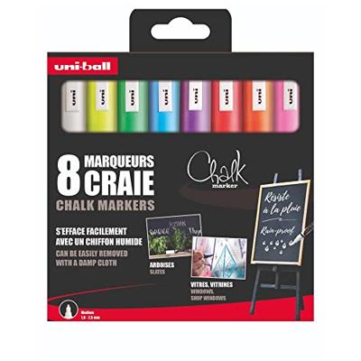 Uni-ball krijtmarker, ronde punt 1,8 - 2,5 mm, etui van 8 stuks, assorti Uni-ball krijtmarker, ronde punt 1,8 - 2,5 mm, etui van 8 stuks, assorti