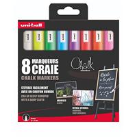 Uni-ball krijtmarker, ronde punt 1,8 - 2,5 mm, etui van 8 stuks, assorti - thumbnail