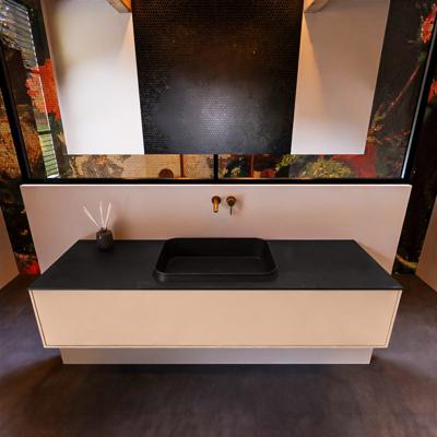 Badkamermeubelset Mondiaz Erin 150 cm met 1 Lade met RIDGE Wastafel Midden Urban Zonder Kraangaten Greeploos Mat Rosee