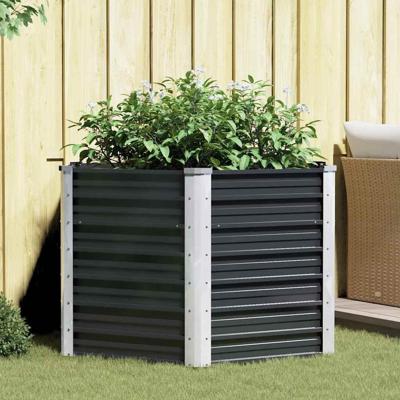 VidaXL Plantenbak verhoogd 129x129x77cm gegalvaniseerd staal antraciet VidaXL Plantenbak verhoogd 129x129x77cm gegalvaniseerd staal antraciet