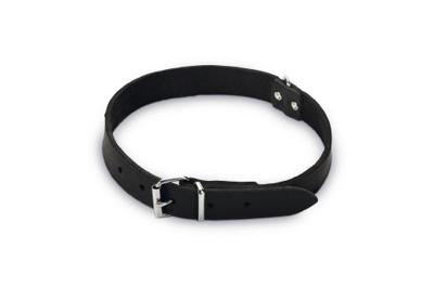 Lederen honden halsband zwart - 62 cm x 25 mm