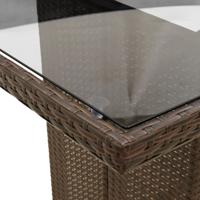 Tuintafel met glazen blad 190x80x75 cm poly rattan bruin - thumbnail