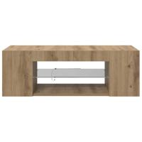 Tv-meubel met LED 90x39x30 cm bewerkt hout artisanaal eiken - thumbnail