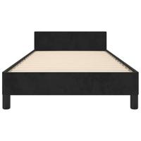 Bedframe met hoofdeinde fluweel zwart 90x200 cm - thumbnail