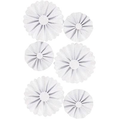 Vivi Gade Rosettes, d 35+50 mm, wit glitter, 6 stuk/ 1 doos