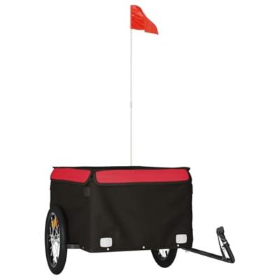 Fietstrailer 45 kg ijzer zwart en rood - thumbnail