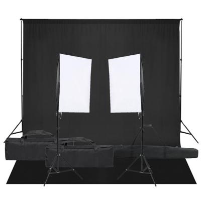 Fotostudioset met verlichtingsset en achtergrond