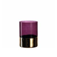 Leonardo Velluto Windlicht lila/goud 20 cm - thumbnail