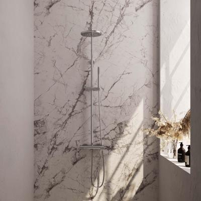 Chrome Carving opbouw thermostatische regendouche SET 01 (20 cm douchekop, staaf handdouche en doucheslang)