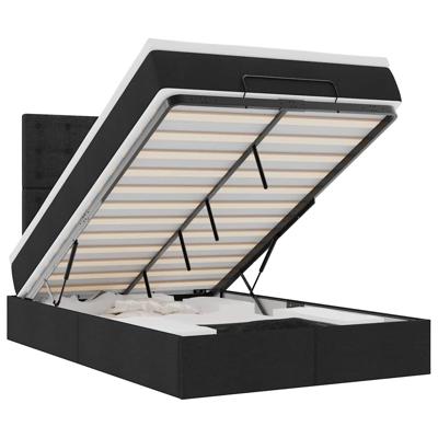 Ottoman bed met matras en LED's 120x200cm stof zwart - thumbnail