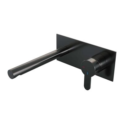 BRAUER Gunmetal Edition inbouw wastafelmengkraan met rechte uitloop en afdekplaat model D1 gunmetal geborsteld PVD