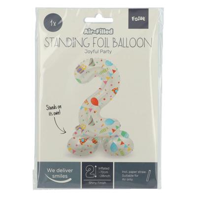 Folat BV Staande folieballon joyful party cijfer 2 -72cm Folat BV Staande folieballon joyful party cijfer 2 -72cm