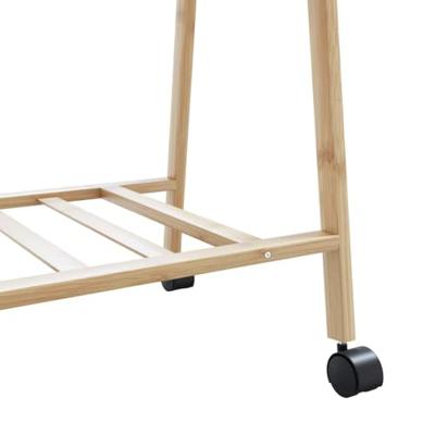 VidaXL Kledingrek met schappen en wielen 132x45,5x155,5 cm bamboe