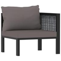 Hoekbank sectioneel met linkerarmleuning poly rattan antraciet - thumbnail