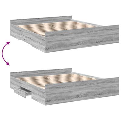 Bedframe met lades bewerkt hout grijs sonoma eiken 180x200 cm