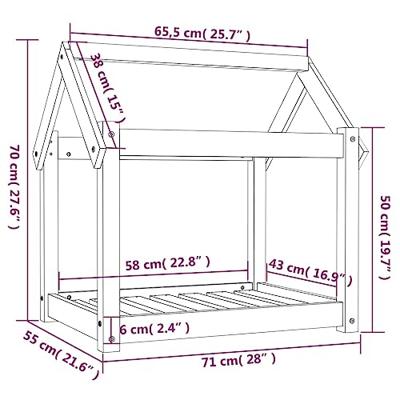 VidaXL Hondenmand 71x55x70 cm massief grenenhout zwart VidaXL Hondenmand 71x55x70 cm massief grenenhout zwart