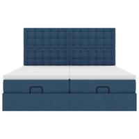 Ottoman bed met matrassen 180x200cm stof blauw - thumbnail
