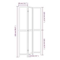 Kamerscherm met 3 panelen massief paulowniahout wit - thumbnail