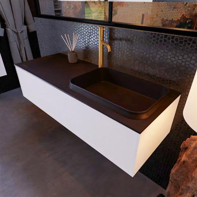 Badkamermeubelset Mondiaz Erin 120 cm met 1 Lade met RIDGE Wastafel Rechts Urban met 1 kraangat Greeploos Mat Carrara