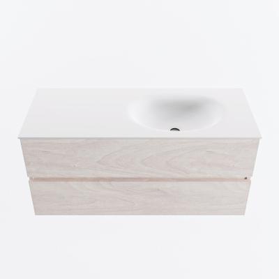 MONDIAZ VICA 110cm badmeubel onderkast Underlayment 2 lades. Wastafel MOON rechts 1 kraangat, kleur Talc.