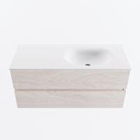 MONDIAZ VICA 110cm badmeubel onderkast Underlayment 2 lades. Wastafel MOON rechts 1 kraangat, kleur Talc. - thumbnail