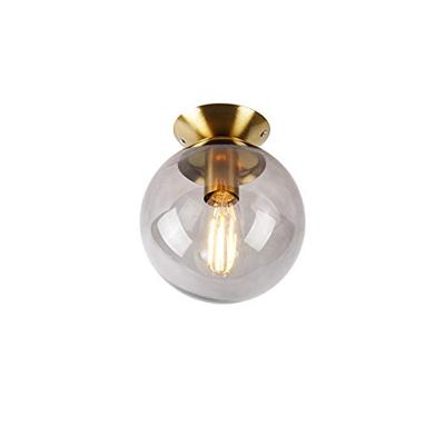 QAZQA Art deco plafondlamp messing met smoke glas - Pallon