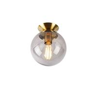 QAZQA Art deco plafondlamp messing met smoke glas - Pallon - thumbnail