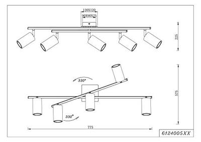 Trio PlafondspotsMarley 5-lichts mat zwart - 612400532