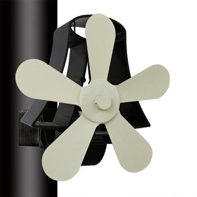 YL-106 5-Blade hoge temperatuur aluminium warmte aangedreven open haard kachel fan (wit)