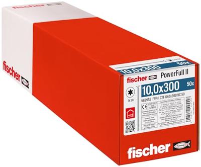 Fischer 562953 FPF II CTF 10,0 x 300 BC 50 Houtschroef 10 mm 300 mm TX Staal Galvanisch verzinkt 50 stuk(s)