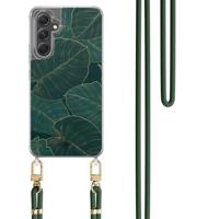 Samsung Galaxy A34 hoesje met groen koord - Monstera leaves - thumbnail