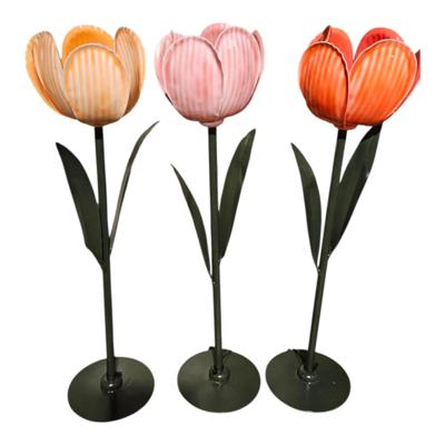 Theelichthouder tulp metaal H40cm