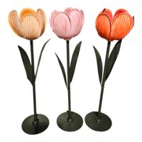 Theelichthouder tulp metaal H40cm - thumbnail
