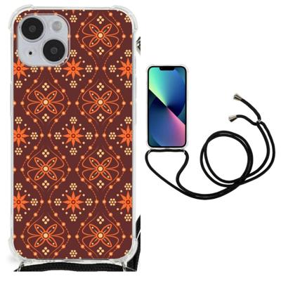 iPhone 14 Plus Doorzichtige Silicone Hoesje Batik Brown iPhone 14 Plus Doorzichtige Silicone Hoesje Batik Brown