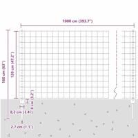 VidaXL Hek met paal groen 1,2 x 10 m staal - thumbnail