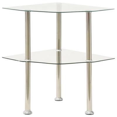 Bijzettafel 2-laags 38x38x50 cm gehard glas transparant