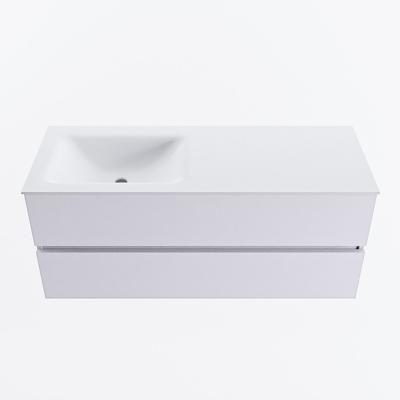 MONDIAZ VICA 120cm badmeubel onderkast Cale 2 lades. Wastafel CLOUD links 1 kraangat, kleur Talc.