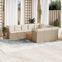 11-delige Tuinset met kussens poly rattan beige - thumbnail