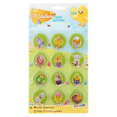 Creative Craft Group Grafix pasen 12 3d stickers met glitter