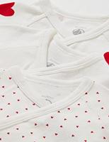 Set van 3 babyrompertjes met lange mouwen in biokatoen PETIT BATEAU wit - thumbnail